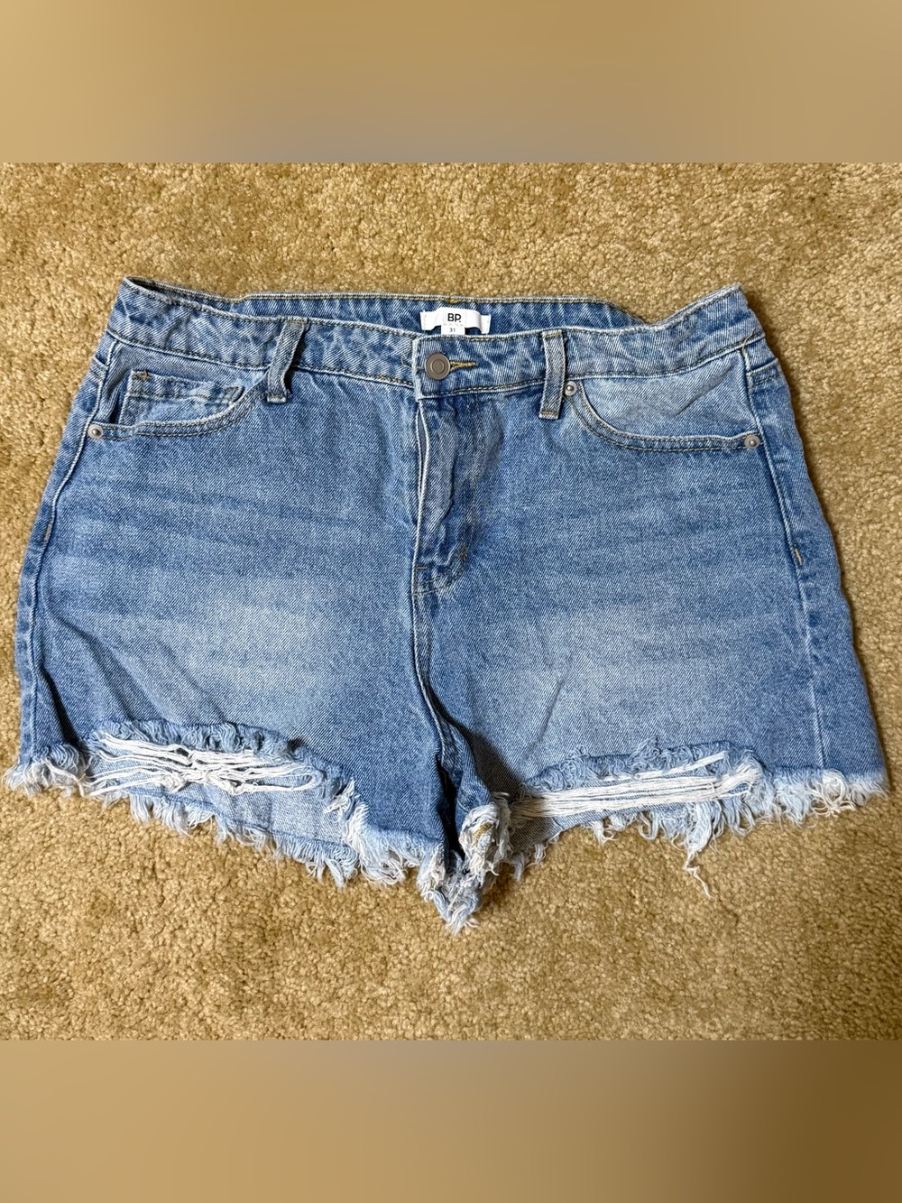 bp Distressed Light Blue Denim Cutoff Shorts